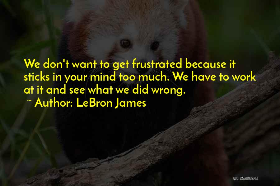 LeBron James Quotes: We Don't Want To Get Frustrated Because It Sticks In Your Mind Too Much. We Have To Work At It