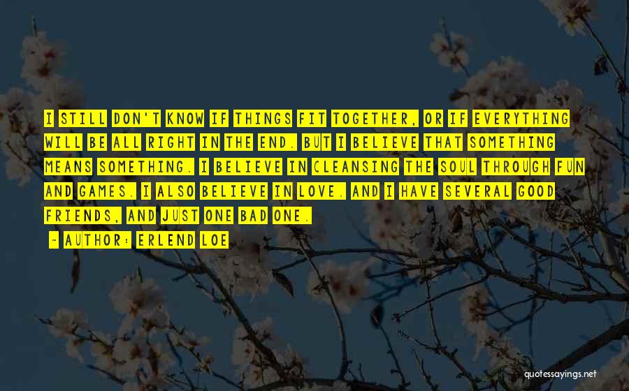 Erlend Loe Quotes: I Still Don't Know If Things Fit Together, Or If Everything Will Be All Right In The End. But I