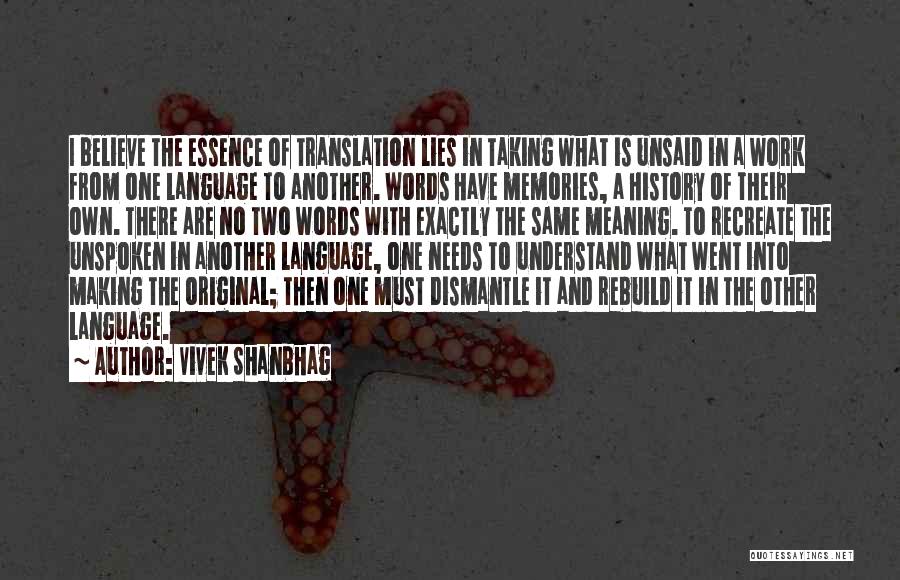 Vivek Shanbhag Quotes: I Believe The Essence Of Translation Lies In Taking What Is Unsaid In A Work From One Language To Another.