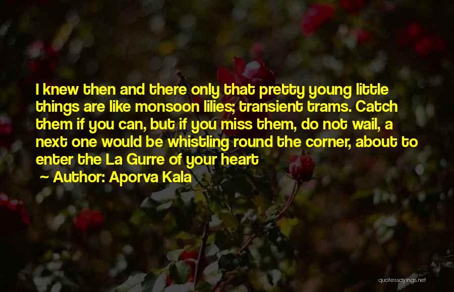Aporva Kala Quotes: I Knew Then And There Only That Pretty Young Little Things Are Like Monsoon Lilies; Transient Trams. Catch Them If