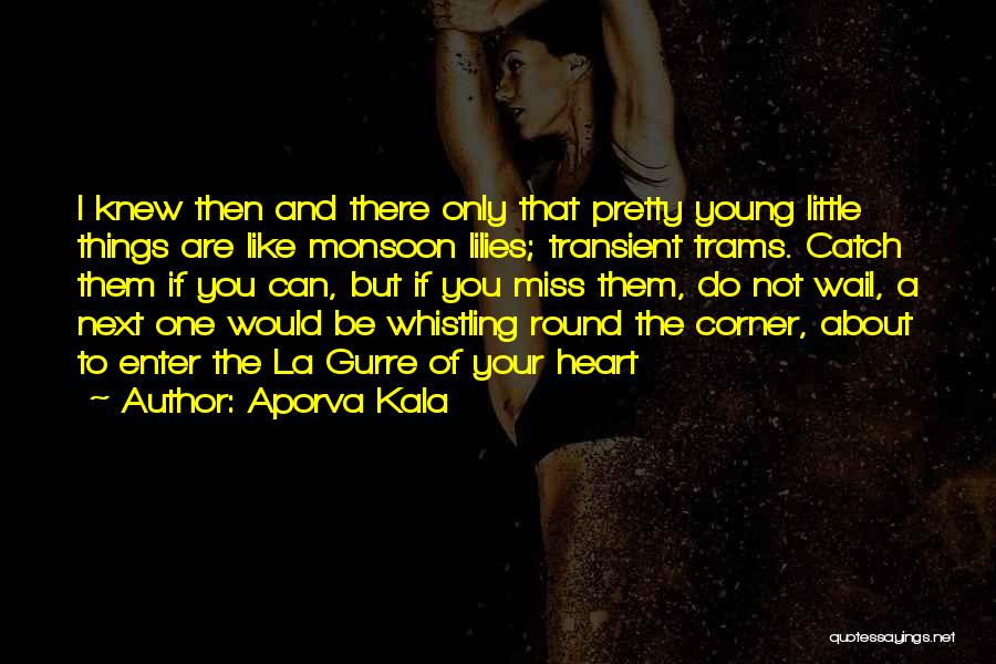 Aporva Kala Quotes: I Knew Then And There Only That Pretty Young Little Things Are Like Monsoon Lilies; Transient Trams. Catch Them If