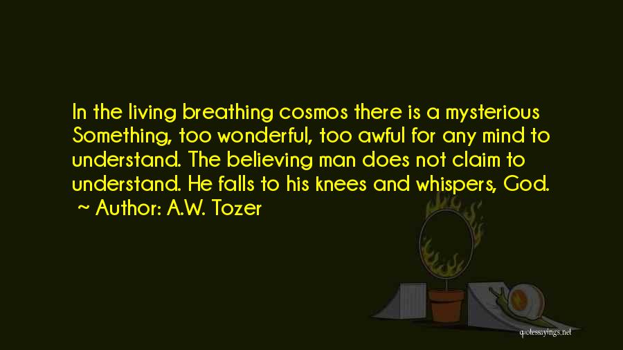 A.W. Tozer Quotes: In The Living Breathing Cosmos There Is A Mysterious Something, Too Wonderful, Too Awful For Any Mind To Understand. The