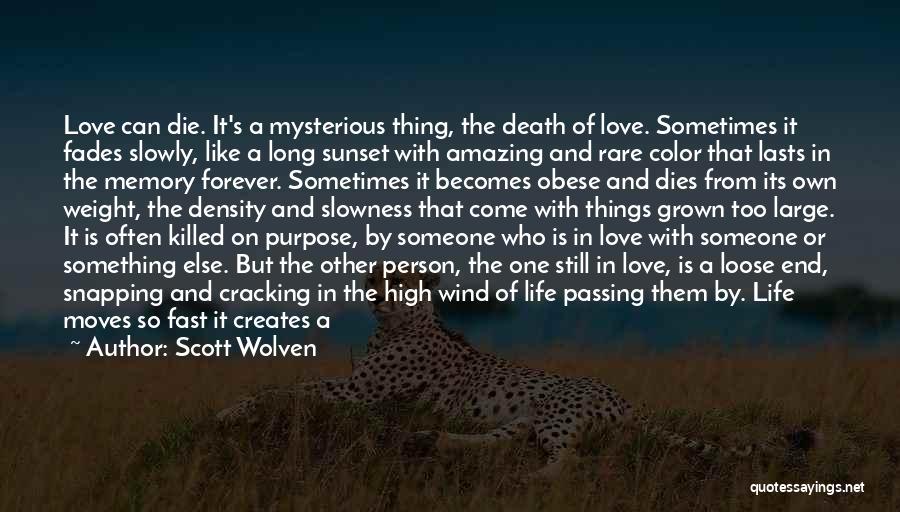 Scott Wolven Quotes: Love Can Die. It's A Mysterious Thing, The Death Of Love. Sometimes It Fades Slowly, Like A Long Sunset With