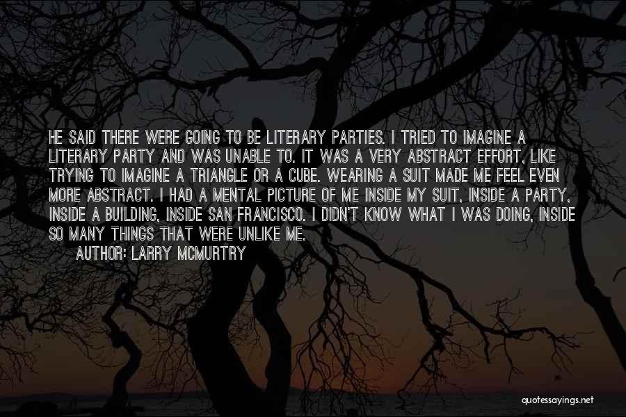 Larry McMurtry Quotes: He Said There Were Going To Be Literary Parties. I Tried To Imagine A Literary Party And Was Unable To.