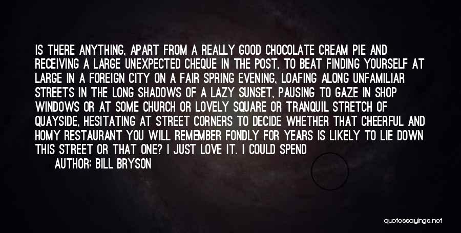 Bill Bryson Quotes: Is There Anything, Apart From A Really Good Chocolate Cream Pie And Receiving A Large Unexpected Cheque In The Post,