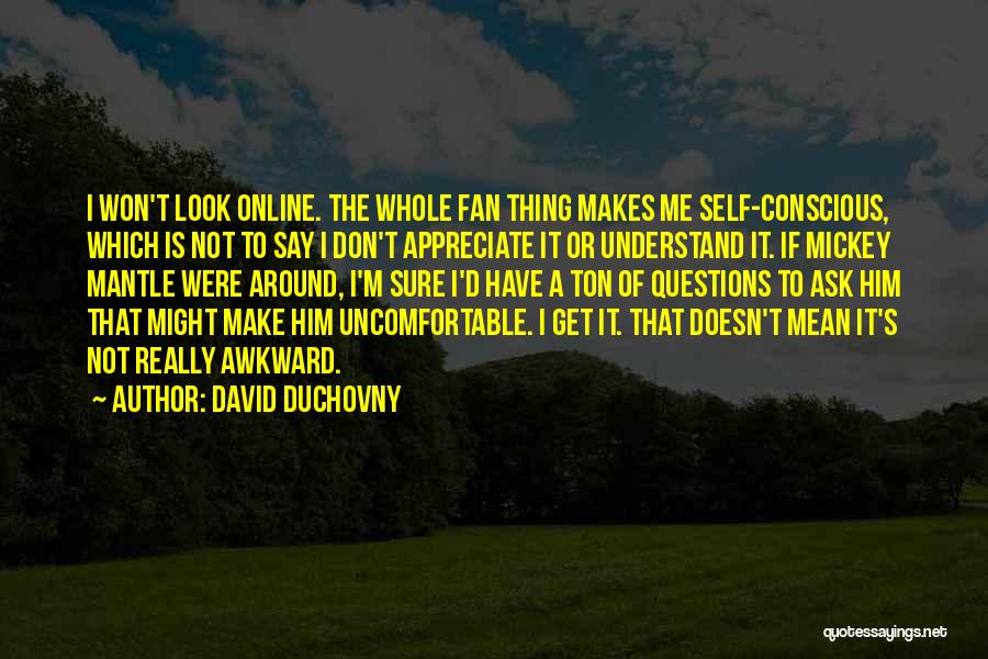 David Duchovny Quotes: I Won't Look Online. The Whole Fan Thing Makes Me Self-conscious, Which Is Not To Say I Don't Appreciate It