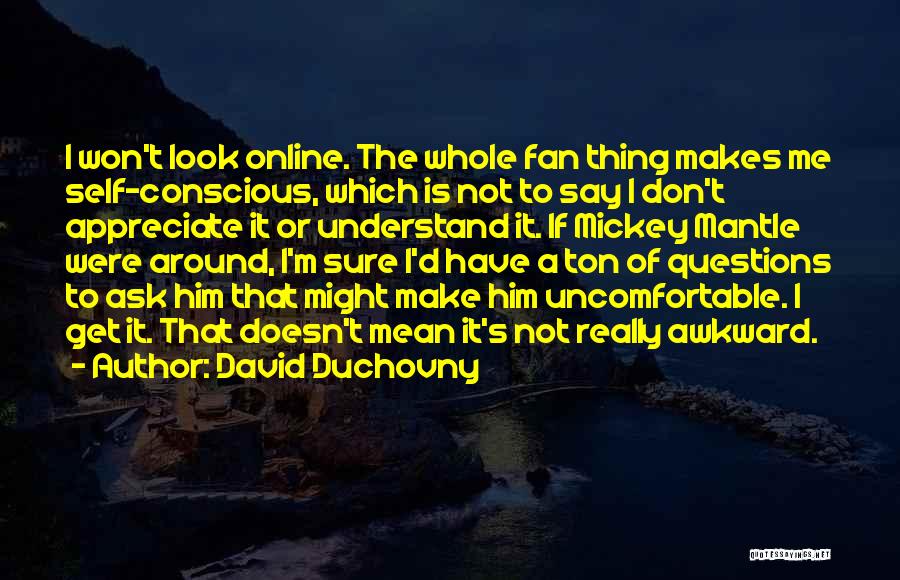 David Duchovny Quotes: I Won't Look Online. The Whole Fan Thing Makes Me Self-conscious, Which Is Not To Say I Don't Appreciate It