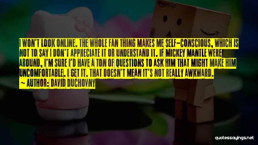 David Duchovny Quotes: I Won't Look Online. The Whole Fan Thing Makes Me Self-conscious, Which Is Not To Say I Don't Appreciate It