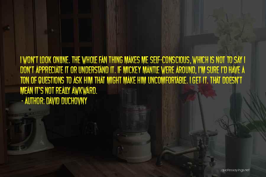 David Duchovny Quotes: I Won't Look Online. The Whole Fan Thing Makes Me Self-conscious, Which Is Not To Say I Don't Appreciate It