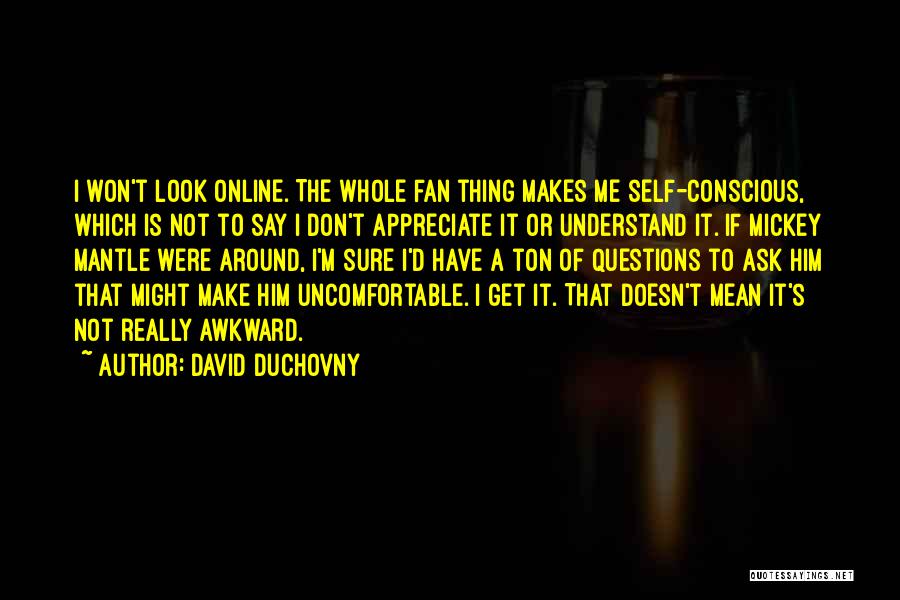 David Duchovny Quotes: I Won't Look Online. The Whole Fan Thing Makes Me Self-conscious, Which Is Not To Say I Don't Appreciate It