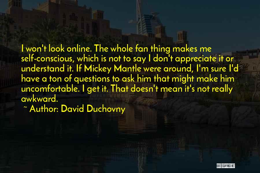 David Duchovny Quotes: I Won't Look Online. The Whole Fan Thing Makes Me Self-conscious, Which Is Not To Say I Don't Appreciate It