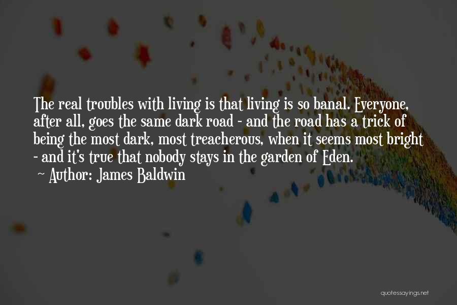 James Baldwin Quotes: The Real Troubles With Living Is That Living Is So Banal. Everyone, After All, Goes The Same Dark Road -