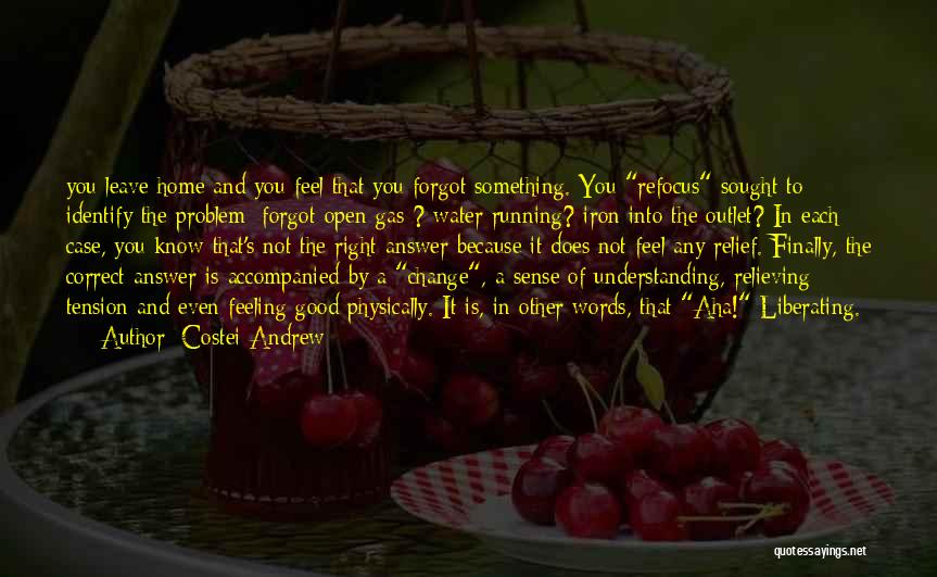 Costei Andrew Quotes: You Leave Home And You Feel That You Forgot Something. You Refocus Sought To Identify The Problem: Forgot Open Gas