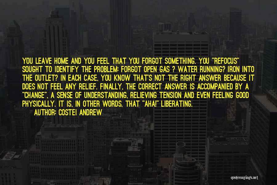 Costei Andrew Quotes: You Leave Home And You Feel That You Forgot Something. You Refocus Sought To Identify The Problem: Forgot Open Gas