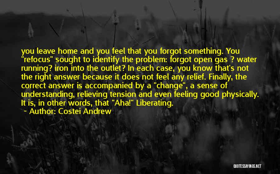 Costei Andrew Quotes: You Leave Home And You Feel That You Forgot Something. You Refocus Sought To Identify The Problem: Forgot Open Gas