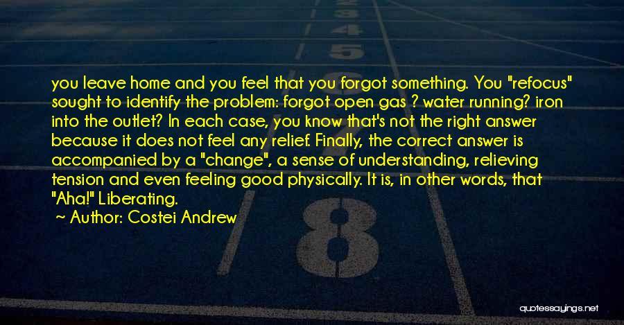 Costei Andrew Quotes: You Leave Home And You Feel That You Forgot Something. You Refocus Sought To Identify The Problem: Forgot Open Gas