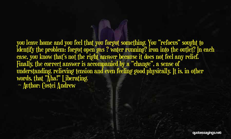 Costei Andrew Quotes: You Leave Home And You Feel That You Forgot Something. You Refocus Sought To Identify The Problem: Forgot Open Gas