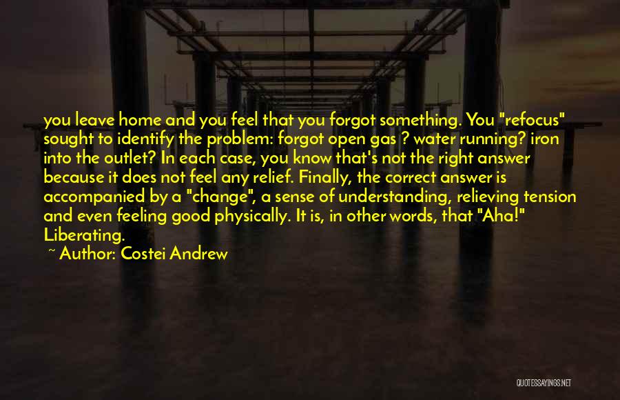 Costei Andrew Quotes: You Leave Home And You Feel That You Forgot Something. You Refocus Sought To Identify The Problem: Forgot Open Gas