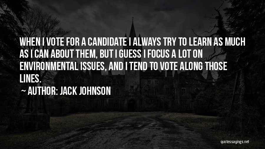 Jack Johnson Quotes: When I Vote For A Candidate I Always Try To Learn As Much As I Can About Them, But I