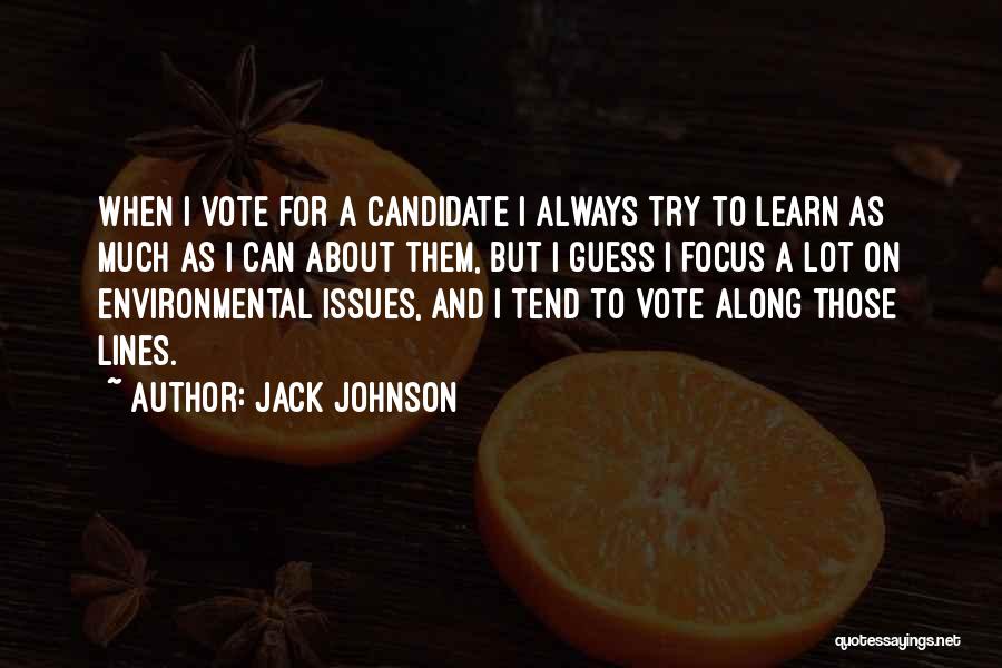 Jack Johnson Quotes: When I Vote For A Candidate I Always Try To Learn As Much As I Can About Them, But I