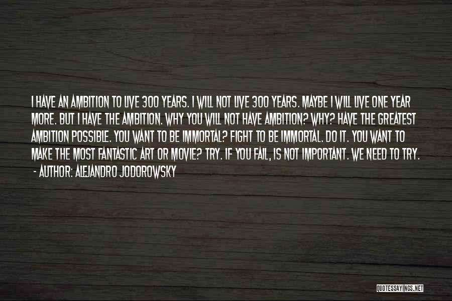 Alejandro Jodorowsky Quotes: I Have An Ambition To Live 300 Years. I Will Not Live 300 Years. Maybe I Will Live One Year