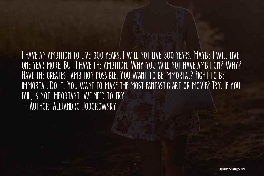 Alejandro Jodorowsky Quotes: I Have An Ambition To Live 300 Years. I Will Not Live 300 Years. Maybe I Will Live One Year