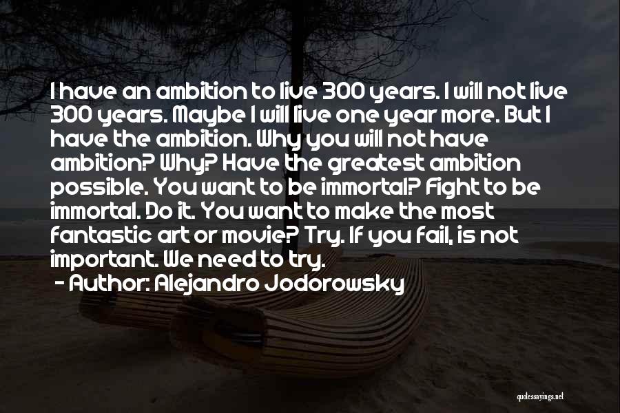 Alejandro Jodorowsky Quotes: I Have An Ambition To Live 300 Years. I Will Not Live 300 Years. Maybe I Will Live One Year