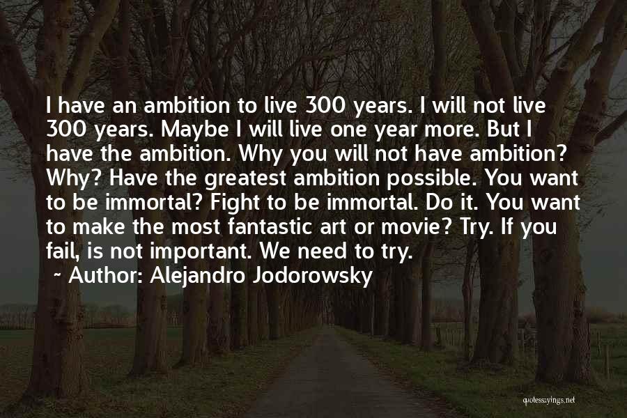 Alejandro Jodorowsky Quotes: I Have An Ambition To Live 300 Years. I Will Not Live 300 Years. Maybe I Will Live One Year