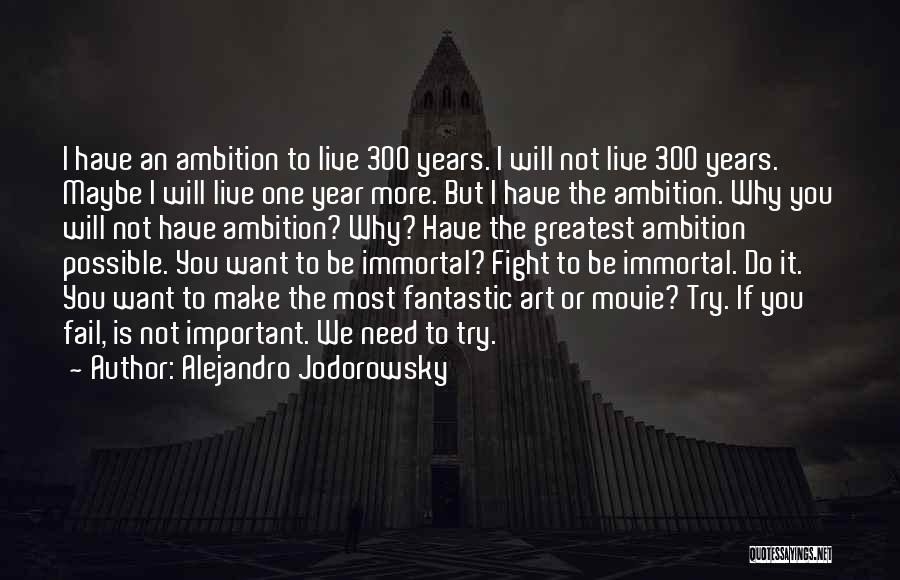 Alejandro Jodorowsky Quotes: I Have An Ambition To Live 300 Years. I Will Not Live 300 Years. Maybe I Will Live One Year