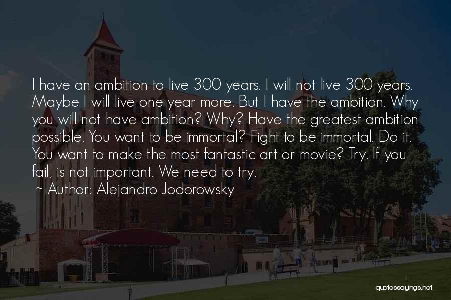 Alejandro Jodorowsky Quotes: I Have An Ambition To Live 300 Years. I Will Not Live 300 Years. Maybe I Will Live One Year