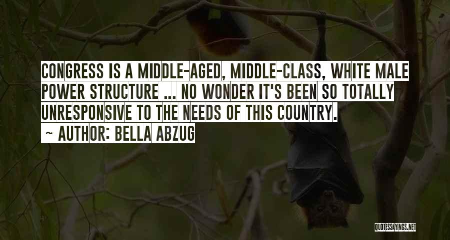 Bella Abzug Quotes: Congress Is A Middle-aged, Middle-class, White Male Power Structure ... No Wonder It's Been So Totally Unresponsive To The Needs