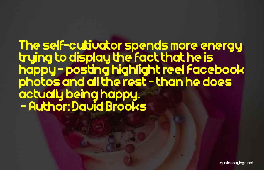 David Brooks Quotes: The Self-cultivator Spends More Energy Trying To Display The Fact That He Is Happy - Posting Highlight Reel Facebook Photos