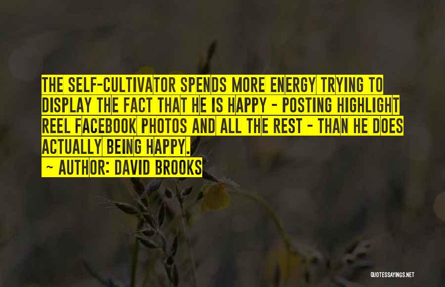 David Brooks Quotes: The Self-cultivator Spends More Energy Trying To Display The Fact That He Is Happy - Posting Highlight Reel Facebook Photos