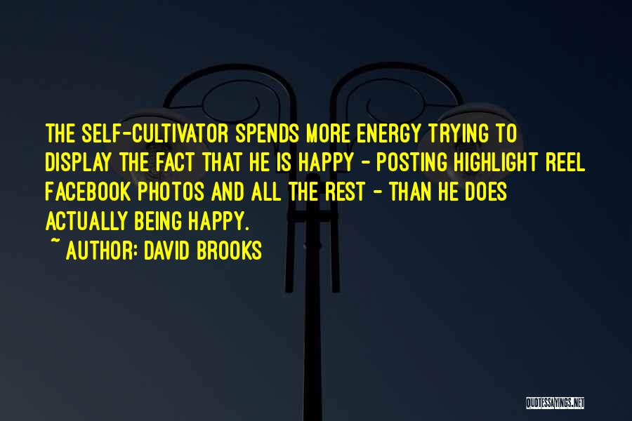 David Brooks Quotes: The Self-cultivator Spends More Energy Trying To Display The Fact That He Is Happy - Posting Highlight Reel Facebook Photos