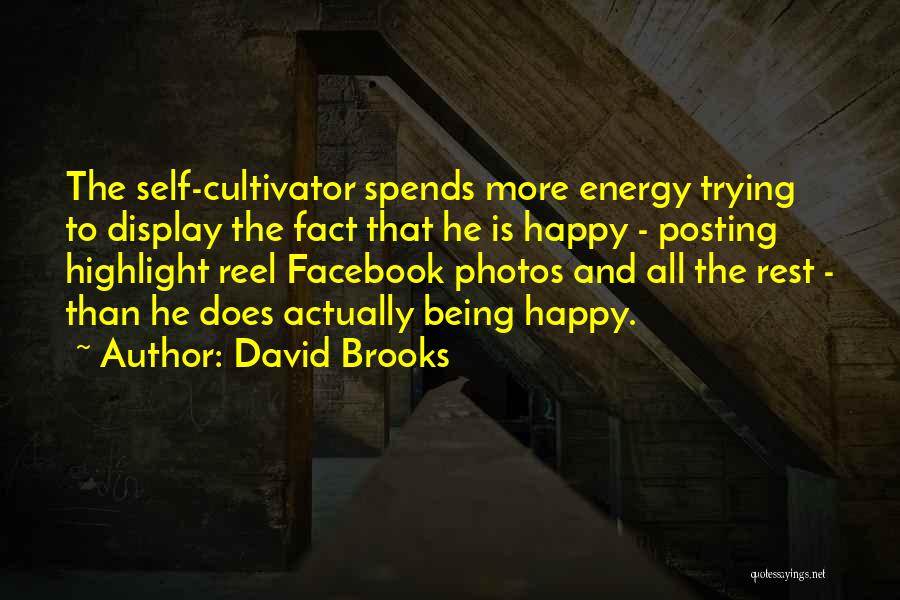 David Brooks Quotes: The Self-cultivator Spends More Energy Trying To Display The Fact That He Is Happy - Posting Highlight Reel Facebook Photos