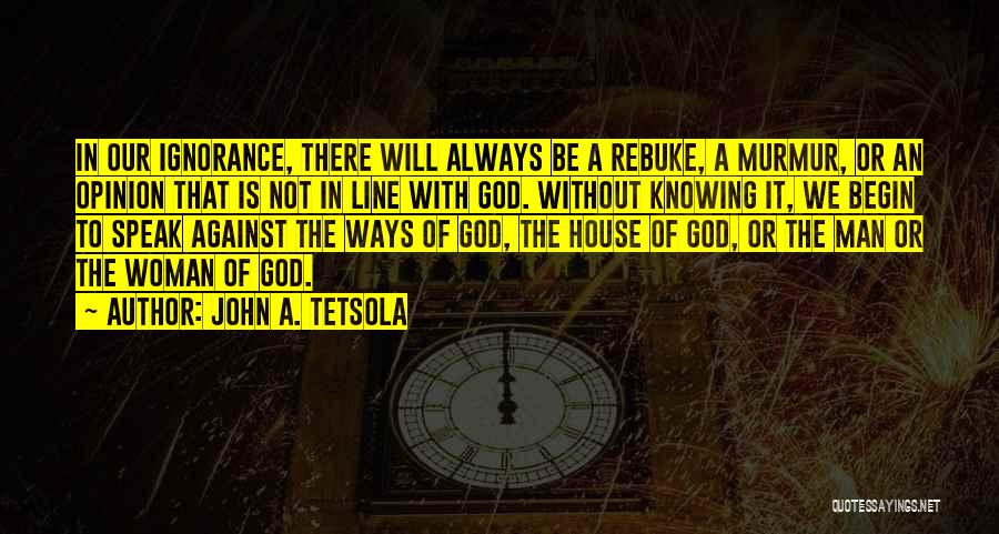 John A. Tetsola Quotes: In Our Ignorance, There Will Always Be A Rebuke, A Murmur, Or An Opinion That Is Not In Line With