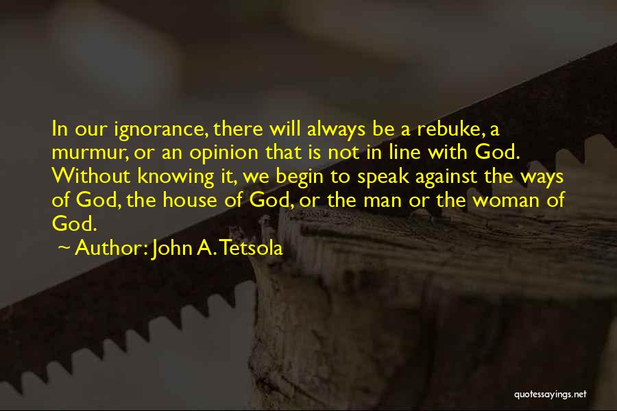 John A. Tetsola Quotes: In Our Ignorance, There Will Always Be A Rebuke, A Murmur, Or An Opinion That Is Not In Line With