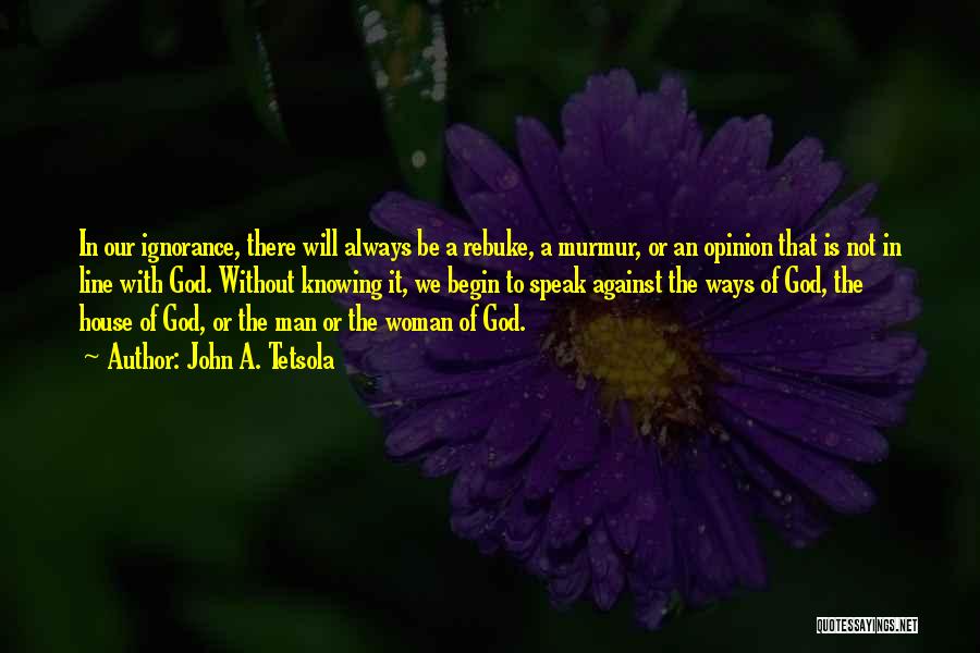 John A. Tetsola Quotes: In Our Ignorance, There Will Always Be A Rebuke, A Murmur, Or An Opinion That Is Not In Line With