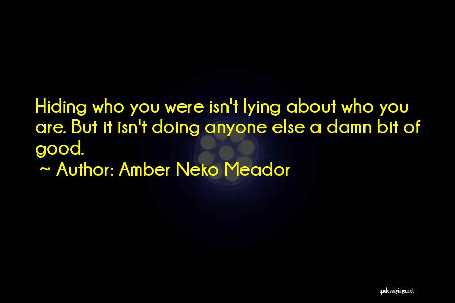Amber Neko Meador Quotes: Hiding Who You Were Isn't Lying About Who You Are. But It Isn't Doing Anyone Else A Damn Bit Of