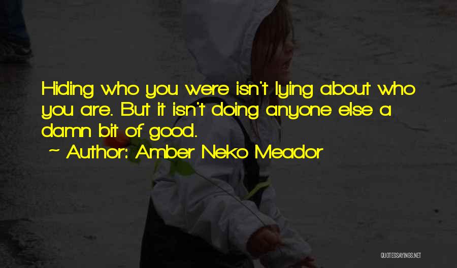 Amber Neko Meador Quotes: Hiding Who You Were Isn't Lying About Who You Are. But It Isn't Doing Anyone Else A Damn Bit Of