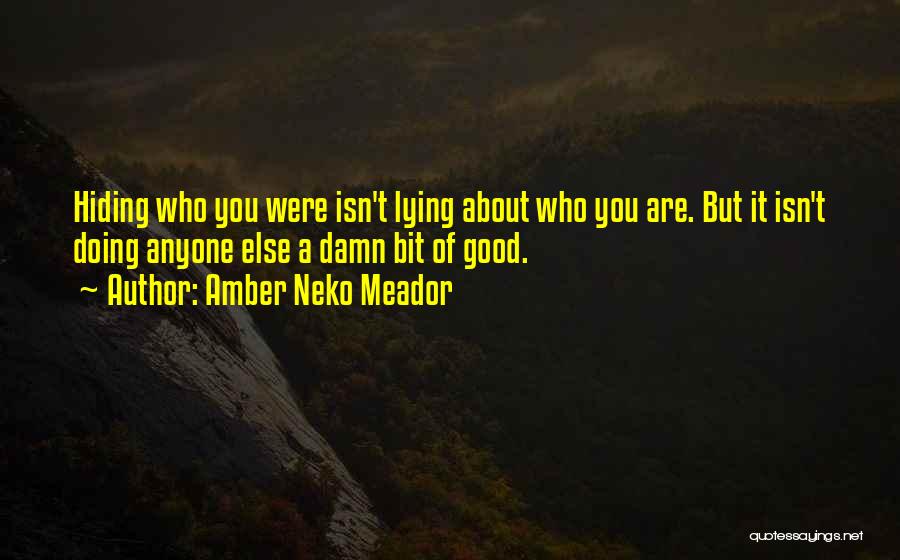 Amber Neko Meador Quotes: Hiding Who You Were Isn't Lying About Who You Are. But It Isn't Doing Anyone Else A Damn Bit Of