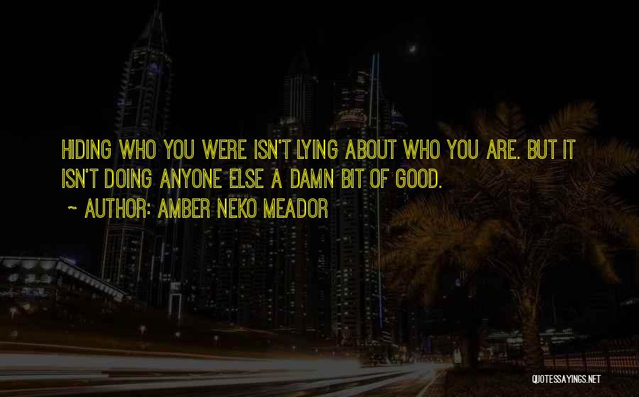 Amber Neko Meador Quotes: Hiding Who You Were Isn't Lying About Who You Are. But It Isn't Doing Anyone Else A Damn Bit Of