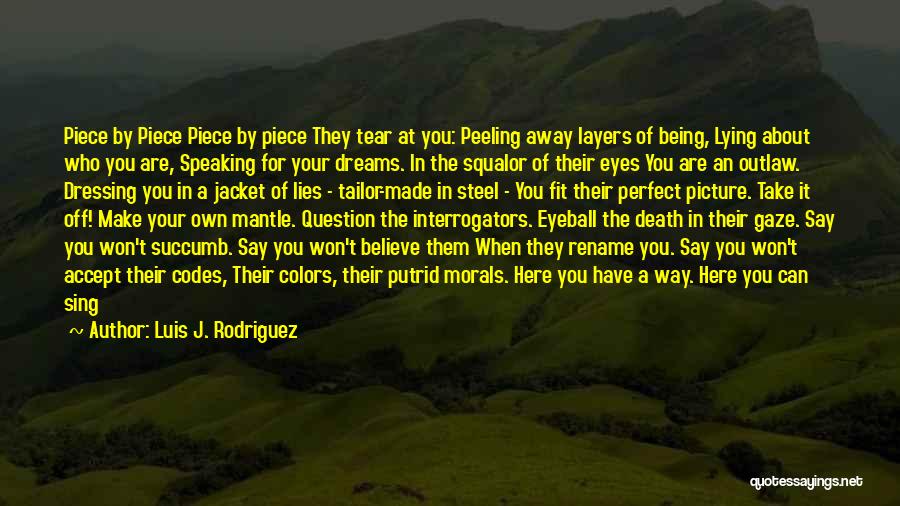 Luis J. Rodriguez Quotes: Piece By Piece Piece By Piece They Tear At You: Peeling Away Layers Of Being, Lying About Who You Are,