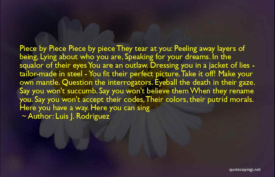 Luis J. Rodriguez Quotes: Piece By Piece Piece By Piece They Tear At You: Peeling Away Layers Of Being, Lying About Who You Are,