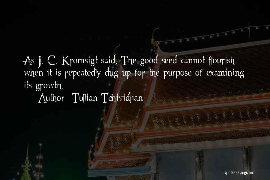 Tullian Tchividjian Quotes: As J. C. Kromsigt Said, The Good Seed Cannot Flourish When It Is Repeatedly Dug Up For The Purpose Of