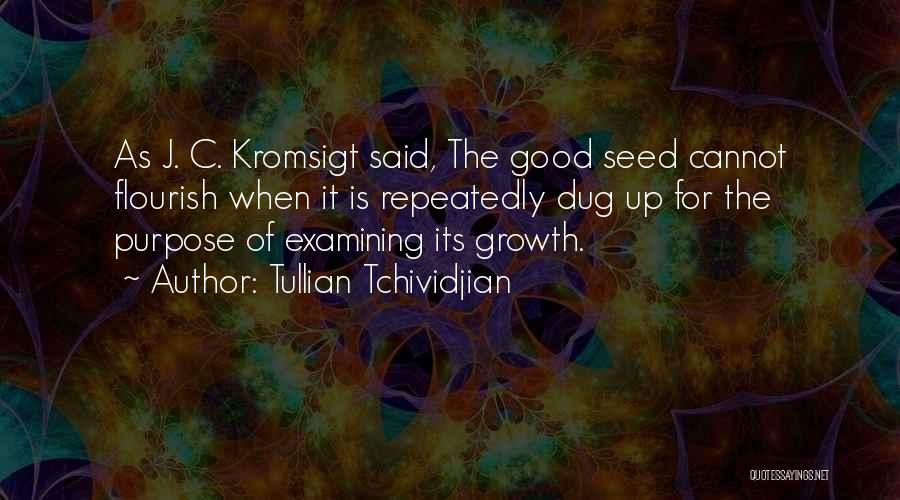 Tullian Tchividjian Quotes: As J. C. Kromsigt Said, The Good Seed Cannot Flourish When It Is Repeatedly Dug Up For The Purpose Of