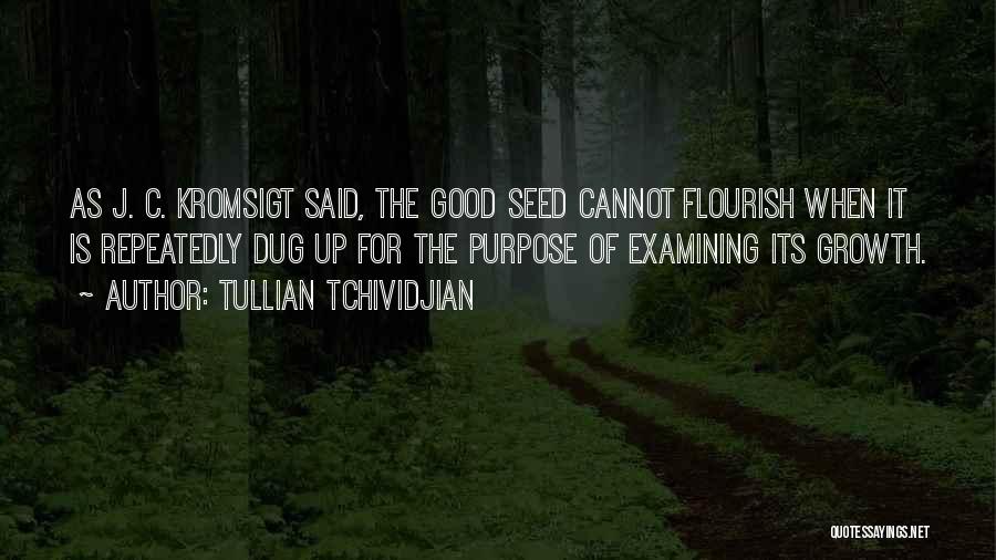 Tullian Tchividjian Quotes: As J. C. Kromsigt Said, The Good Seed Cannot Flourish When It Is Repeatedly Dug Up For The Purpose Of