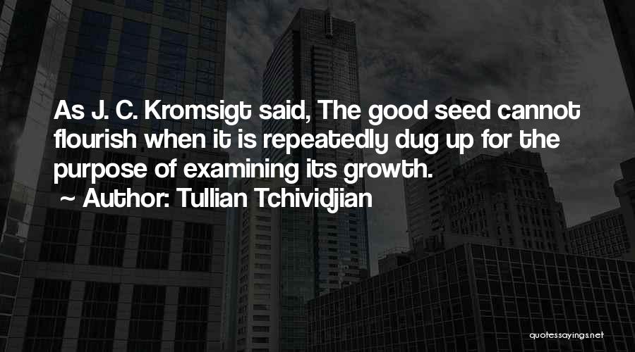 Tullian Tchividjian Quotes: As J. C. Kromsigt Said, The Good Seed Cannot Flourish When It Is Repeatedly Dug Up For The Purpose Of