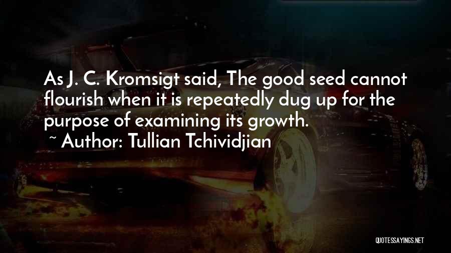 Tullian Tchividjian Quotes: As J. C. Kromsigt Said, The Good Seed Cannot Flourish When It Is Repeatedly Dug Up For The Purpose Of