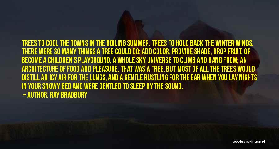 Ray Bradbury Quotes: Trees To Cool The Towns In The Boiling Summer, Trees To Hold Back The Winter Winds. There Were So Many